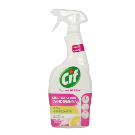 CIF SPRAY ATTIVO MULTIUSO CON CANDEGGINA 100% IGIENIZZANTE FRESCHEZZA DI LIMONE 650 ML