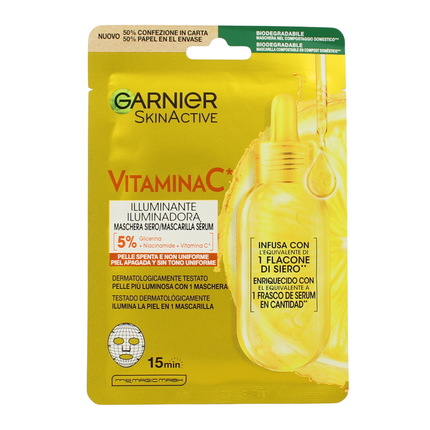 GARNIER SKIN ACTIVE MASCHERA IN TESSUTO VITAMINA C IDRATANTE + ILLUMINANTE