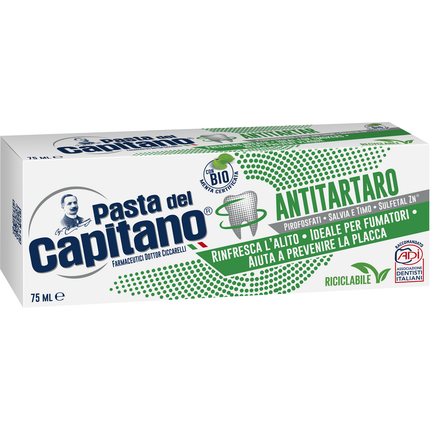 PASTA DEL CAPITANO ANTITARTARO CON BIO MENTA CERTIFICATA 75 ML