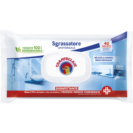 CHANTECLAIR SGRASSATORE UNIVERSALE 40 SALVIETTE DISINFETTANTI SUPERFICI PMC