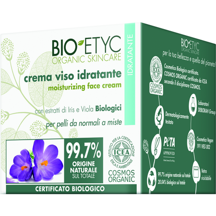 BIOETYC ORGANIC SKINCARE CREMA VISO IDRATANTE ESTRATTI IRIS E VIOLA PELLI DA NORMALI A MISTE 50 ML