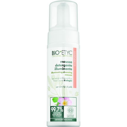 BIOETYC ORGANIC SKINCARE MOUSSE DETERGENTE ILLUMINANTE ESTRATTI CAMOMILLA E ROSA CANINA TUTTI I TIPI DI PELLE 150 ML