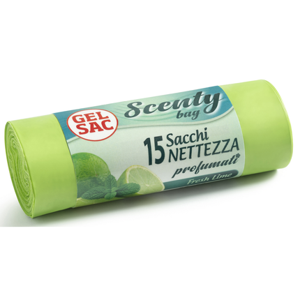 GEL SAC 15 SACCHETTI PATTUMIERA SCENTY BAG 52x58 10G PROFUMATI FRESH LIME