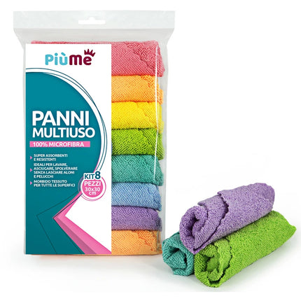 PIUME PANNO MULTIUSO IN MICROFIBRA 30x30 CM. 8 PEZZI