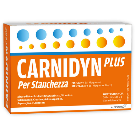 CARNIDYN PLUS STANCHEZZA FISICA E MENTALE 20 BUSTINE GUSTO ARANCIA