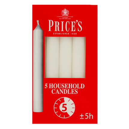 CANDELE PRICE'S STEARICHE 5 PEZZI DURATA 5 ORE CANDELA