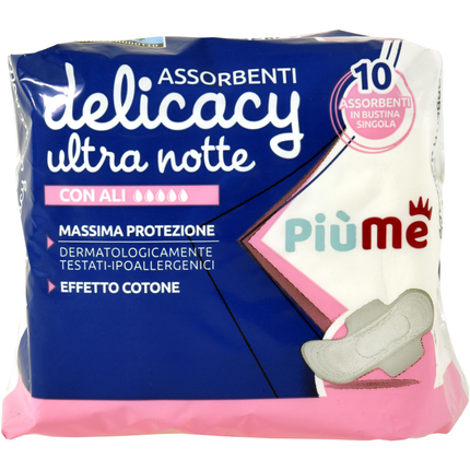 PIUME ASSORBENTI DELICACY ULTRA NOTTE CON ALI 10 PEZZI