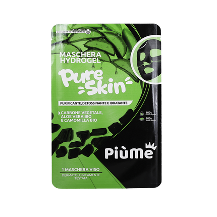 PIUME MASCHERA VISO HYDROGEL DETOX IN TNT CARBONE VEGETALE, ALOE E CAMOMILLA