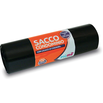 PIUME SACCO CONDOMINIO 72x110 110 LITRI 10 PEZZI CON LEGACCIO NERO