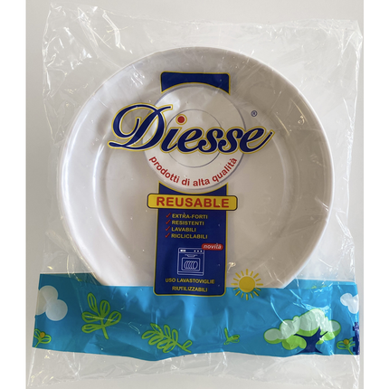 DIESSE 24 PIATTI PIANI REUSABLE DM 21,5 CM EXTRA FORTI RESISTENTI LAVABILI RICICLABILI USO LAVASTOVIGLIE