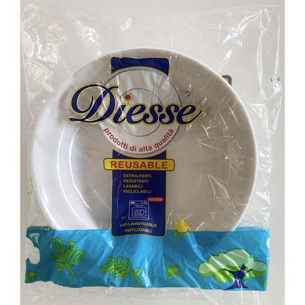 DIESSE 24 PIATTI FONDI REUSABLE DM 21,5 CM EXTRA FORTI RESISTENTI LAVABILI RICICLABILI USO LAVASTOVIGLIE