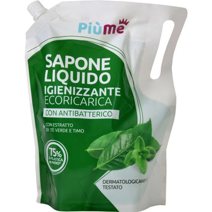 PIUME SAPONE LIQUIDO PER MANI TE' VERDE E TIMO RICARICA IN BUSTA 0,9 LITRI