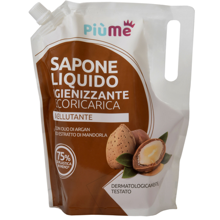PIUME SAPONE LIQUIDO PER MANI TE' OLIO DI ARGAN E MANDORLA RICARICA IN BUSTA 0,9 LITRI
