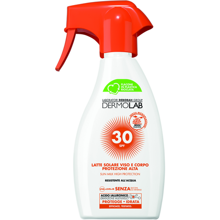 DERMOLAB LATTE SOLARE CORPO E VISO PROTEZIONE ALTA SPF 30 RESISTENTE ALL'ACQUA TRIGGER 250 ML