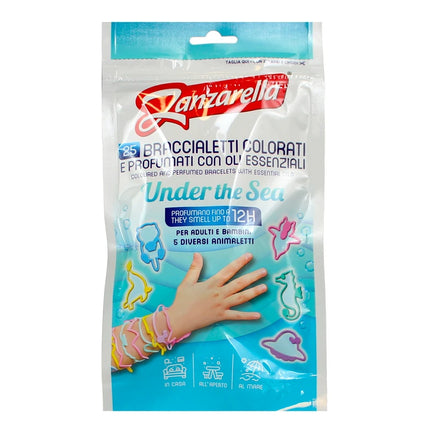 ZANZARELLA 25 BRACCIALETTI COLORATI UNDER THE SEA ADULTI E BAMBINI PURO SILICONE SENZA INSETTICIDA ATTIVO PER 12 ORE