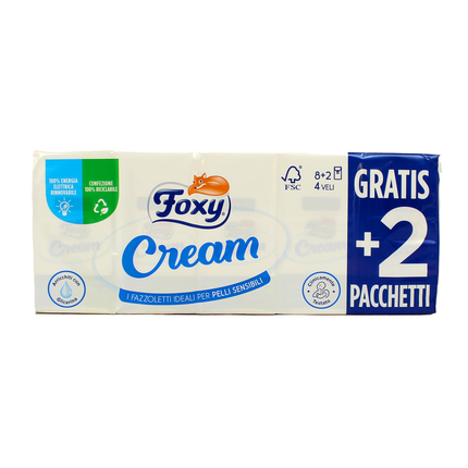 FOXY CREAM FAZZOLETTI 4 VELI PACCHETTO da 8+2 FAZZOLETTI