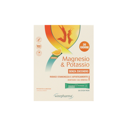 WIREPHARMA MAGNESIO & POTASSIO GUSTO ARANCIA 30 STICKS INTEGRATORE ALIMENTARE