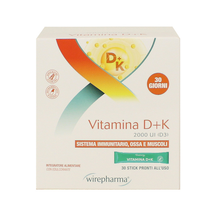 WIREPHARMA VITAMINA D+K SISTEMA IMMUNITARIO 30 STICKS INTEGRATORE ALIMENTARE