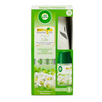 AIRWICK FRESHMATIC SPRAY AUTOMATICO DIFFUSORE + RICARICA FRESIA BIANCA E GELSOMINO