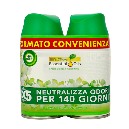 AIRWICK FRESHMATIC SPRAY AUTOMATICO RICARICA BIPACCO 2x250 ML FRESIA BIANCA E GELSOMINO