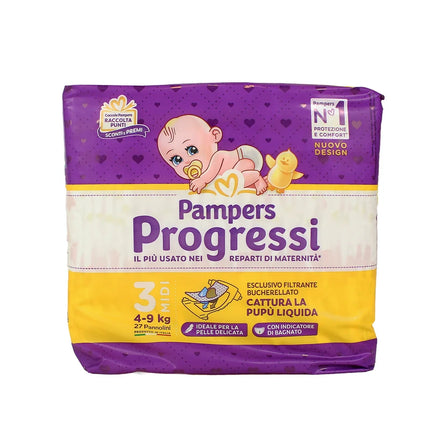 PAMPERS PROGRESSI 3 MIDI 4-9 KG 27 PEZZI