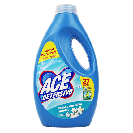 ACE DETERSIVO LIQUIDO LAVATRICE TALCO e MUSCHIO BIANCO 27 LAVAGGI