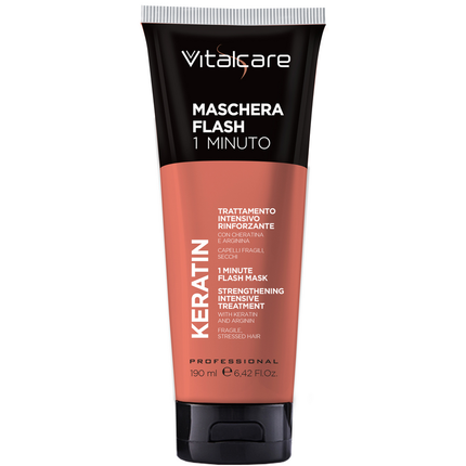 VITALCARE KERATIN MASCHERA FLASH 1 MINUTO TRATTAMENTO INTENSIVO RINFORZANTE CAPELLI FRAGILI, SECCHI TUBO 190 ML