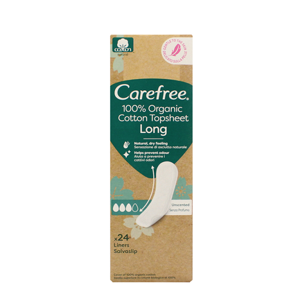 CAREFREE 100% ORGANIC COTTON TOPSHEET SALVASLIP LONG 24 PZ