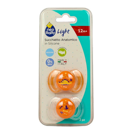 NEO BABY SUCCHIETTO 2 PEZZI ANATOMICO IN SILICONE GLOW MAXI 12m+