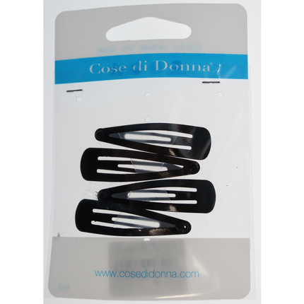 COSE DI DONNA FERMAGLIO CLICK CLACK NERO PER CAPELLLI 4 PEZZI