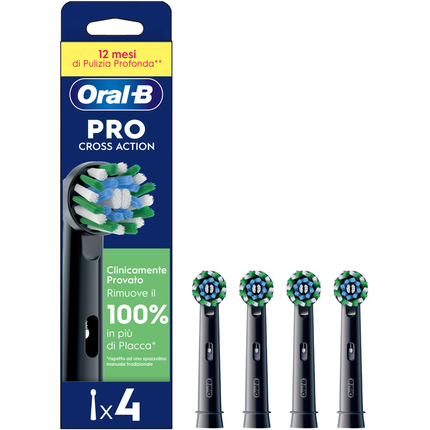 ORAL B PRO CROSS ACTION BLACK RICAMBIO 4 PEZZI per SPAZZOLINO ELETTRICO