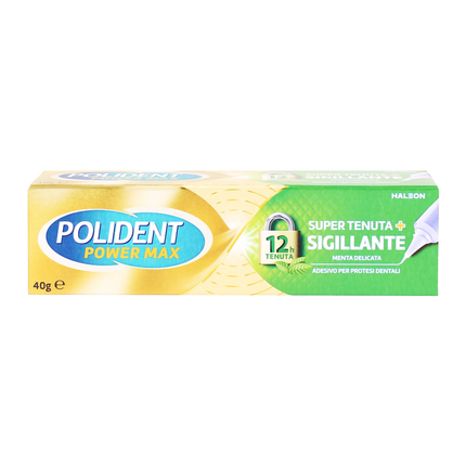 POLIDENT POWER MAX SUPER TENUTA SIGILLANTE ADESIVO PROTESI DENTALI MENTA DELICATA 40 GRAMMI