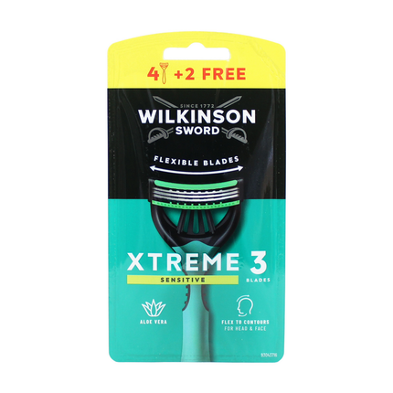 WILKINSON RASOIO XTREME 3 FLEXIBLE SENSITIVE COMFORT 4+2 PEZZI