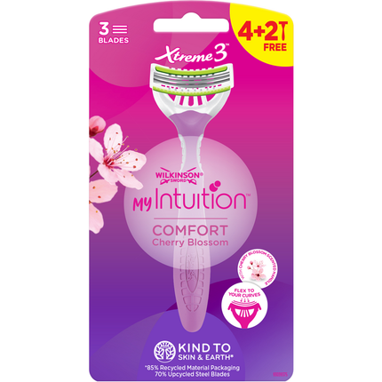 WILKINSON XTREME3 MY INTUITION RASOIO COMFORT CHERRY BLOSSOM USA&GETTA 4+2 PEZZI DONNA