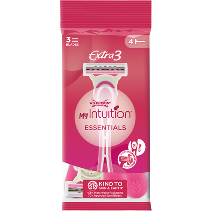 WILKINSON EXTRA3 MY INTUITION ESSENTIALS COLOR MIX RASOIO 4 PEZZI DONNA