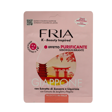 FRIA MASCHERA VISO IN TESSUTO NATURALE BIO PURIFICANTE SEBOEQUILIBRANTE GIAPPONE CON ESTRATTO DI ZENZERO E LIQUIRIZIA