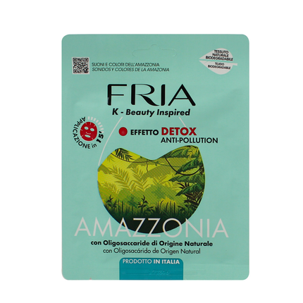 FRIA MASCHERA VISO IN TESSUTO NATURALE BIO DETOX ANTI POLLUTION AMAZZONIA CON OLIGOSACCARIDE NATURALE