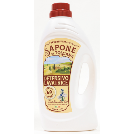 SAPONE DI TOSCANA DETERSIVO LIQUIDO BUCATO LAVATRICE FIORI BIANCHI E IRIS 40 LAVAGGI 1,850 LITRI