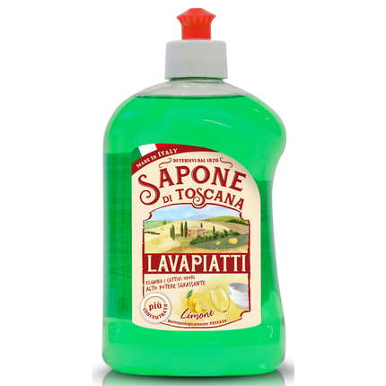 SAPONE DI TOSCANA LAVAPIATTI CONCENTRATO 20% DI ATTIVO LIMONE ELIMINA CATTIVI ODORI ALTO POTERE SGRASSANTE 500 ML