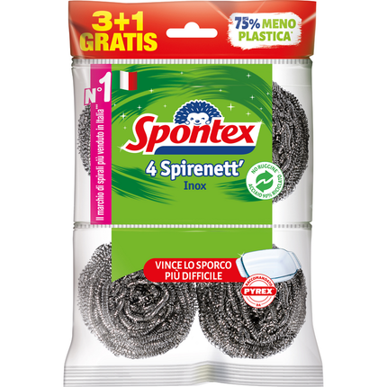 SPONTEX SPIRENETT INOX PAGLIETTA 3+1 PEZZI