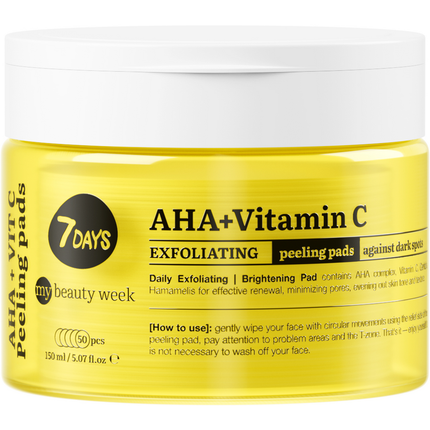 7 DAYS MY BEAUTY WEEK PEELING PADS ESFOLIANTI TONIFICANTI AHA+VITAMINA C 50 DISCHETTI VISO