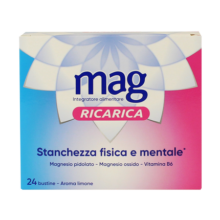 MAG RICARICA STANCHEZZA FISICA e MENTALE 24 BUSTINE AROMA LIMONE INTEGRATORE ALIMENTARE