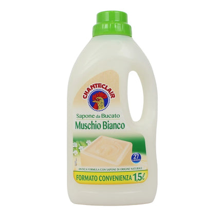 CHANTECLAIR DETERSIVO LIQUIDO BUCATO A MANO e LAVATRICE MUSCHIO BIANCO 27 LAVAGGI 1,5 LT
