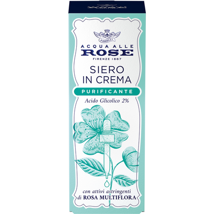 ACQUA ALLE ROSE SIERO IN CREMA PURIFICANTE ACIDO GLICOLICO 2% CON ATTIVI ASTRINGENTI DI ROSA MULTIFLORA 30 ML