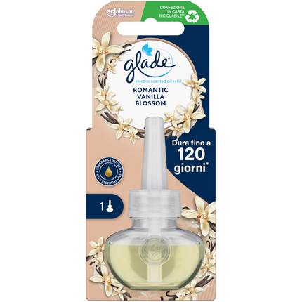 GLADE ELECTRIC ESSENTIAL OIL RICARICA LIQUIDA ROMANTIC VANILLA BLOSSOM 20 ML DURATA 120 GIORNI per DIFFUSORE ELECTRIC
