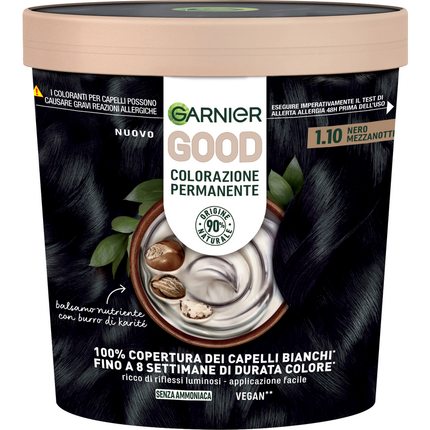 GARNIER GOOD COLORAZIONE PERMANENTE SENZA AMMONIACA NERO MEZZANOTTE 1.10