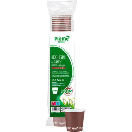PIUME 50 BICCHIERINI BIO DA CAFFE' CARTA COMPOSTABILE 75 ML