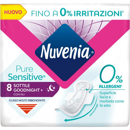 NUVENIA PURE SENSITIVE SOTTILE GOODNIGHT CON ALI 8 PEZZI ASSORBENTI