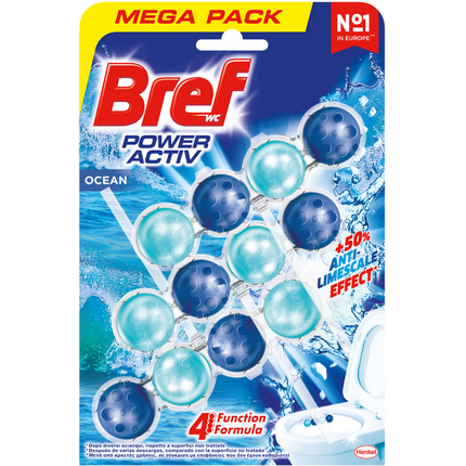 BREF WC POWER ACTIV TAVOLETTA WC 4 FUNZIONI OCEAN 50gr 3 PEZZI