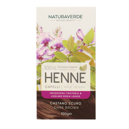 NATURAVERDE HENNE' CAPELLI COLORAZIONE 100% VEGETALE CASTANO SCURO